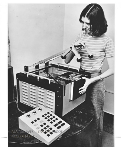 Student of the Perkins School for the Blind uses the Kurzweil Reading Machine